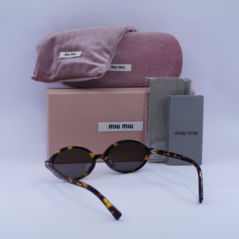 Miu Miu MU04ZSF VAU07F Oval Sunglasses – Honey Havana - Picture 10 of 10